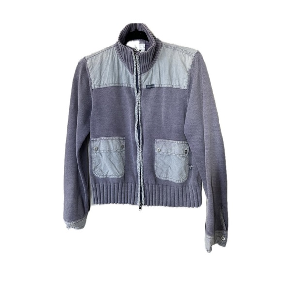 VINTAGE COLUMBIA Sporty Zip Knit Mockneck Sweater 100% Cotton in Purple Size-M/L - Picture 9 of 10